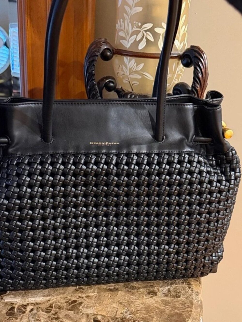 Donna Karan Black Textured Shoulder Bag